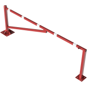 Swing barrier | to be fixed by plugs, hot-dip galvanized and red coated with white reflecting rings | clear width: 3000 mm | with triangular lock